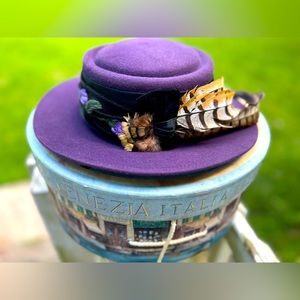 Dolomitenhut Tyrol Austria Women's Hat With Feathers & Hat box